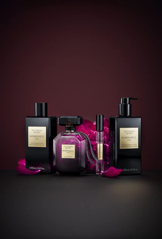 Victoria's Secret Bombshell Oud Fragrance Body Lotion, Notes of Spice, Pink Saffron & Peony (8.4 oz)