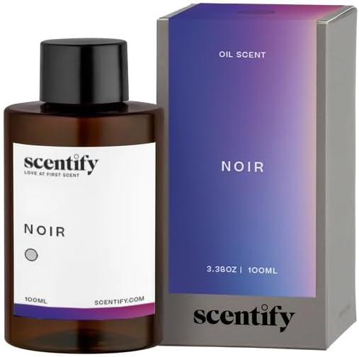Scentify Noir Aroma Oil Refill Scent for Oil Diffusers - Bergamot, Bay Leaf, Vetiver, Cedar, Musk Scents - Luxurious Relaxing Aromatherapy Diffuser Fragrance 100ml, 3.38 oz