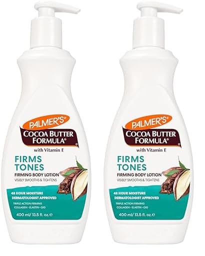 Palmer's Cocoa Butter Formula Skin Firming Body Lotion, Toning & Tightening Cream with Q10, Collagen & Elastin, Pump Bottle, 13.5 Oz. (Pack of 2)