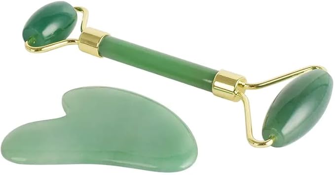 Gua Sha Set and Jade Roller, Guasha Tool Face, Jade Gua Sha & Face Rollers for Women, Beauty Massage Face Roller for Body Muscle Relaxing
