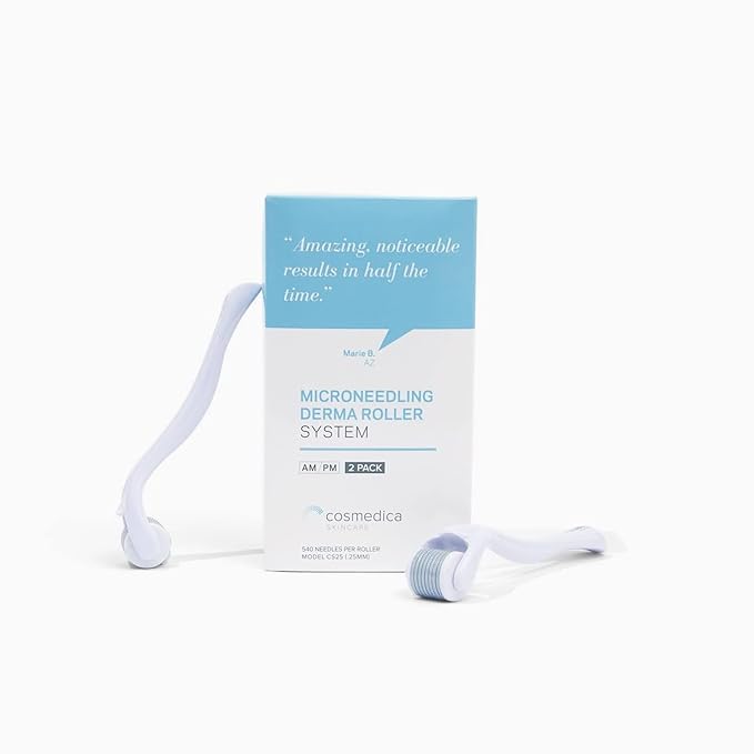 Cosmedica Skincare Facial Serum Trio Set Value for Clear Skin + 2 Microneedling Rollers