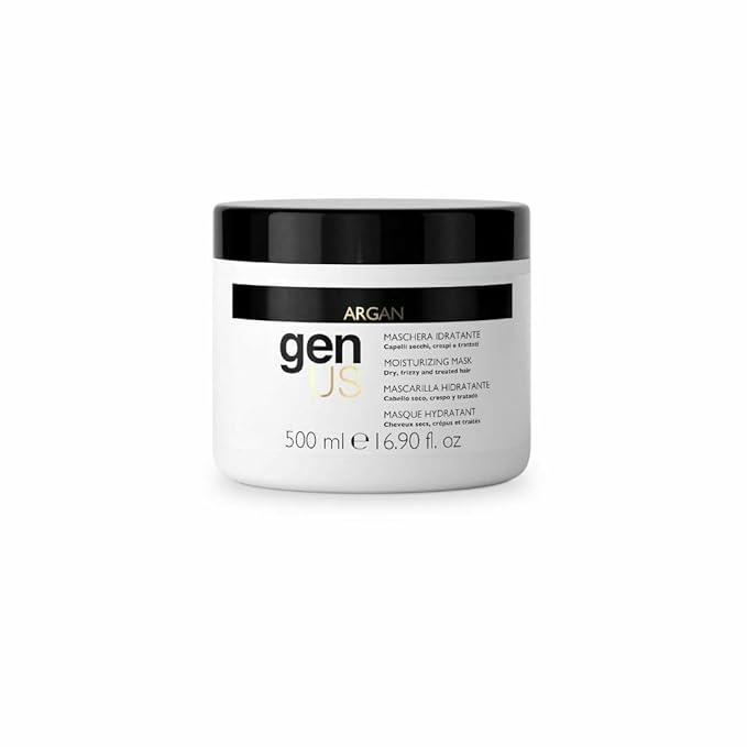 Genus Argan Hydrating Hair Mask - Enriched with Argan Oil & Linseed Oil for Dry, Frizzy & Treated Hair - Moisturizing, Anti-Frizz, Deep Nourishment, Shine & Softness - 500ml