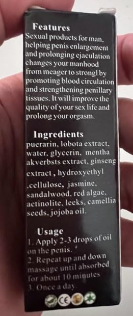 Tonisabery Enlarge Oil, Enlargement Oil for Men, 10ml Massage Essential Oil for Male by Tonisaberey (3)