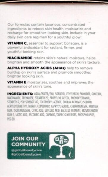 Global Beauty Care Glowing Vitamin C 3 Piece Set with Vitamin C Eye Cream, Vitamin C Skin Cream and Vitamin C Eye Cream with Niacinamide, AHA's & Vitamin E