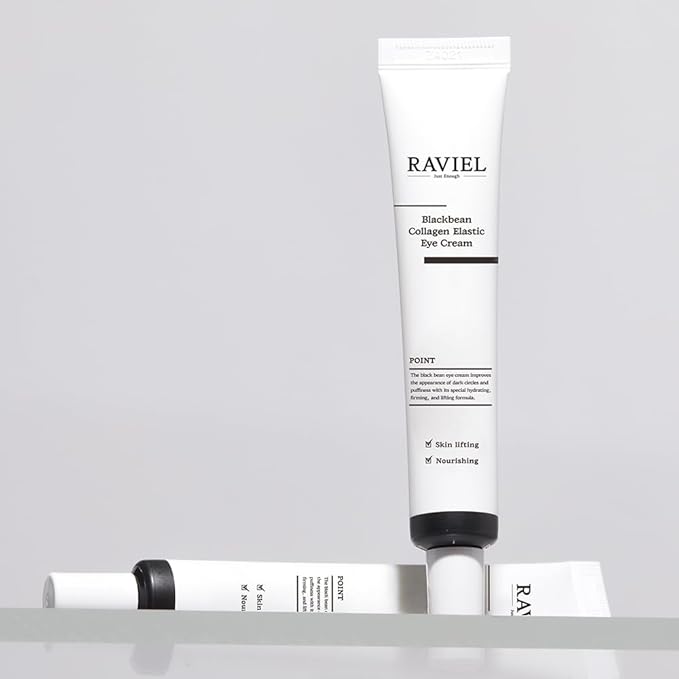 RAVIEL Black Bean Collagen Elastic Eye Cream Set | Brightening & Anti-Wrinkle | Smooth & Fast Absorbing, KFDA-Certified | Highly Rated in Korea (0.67 fl oz, Pack of 2)