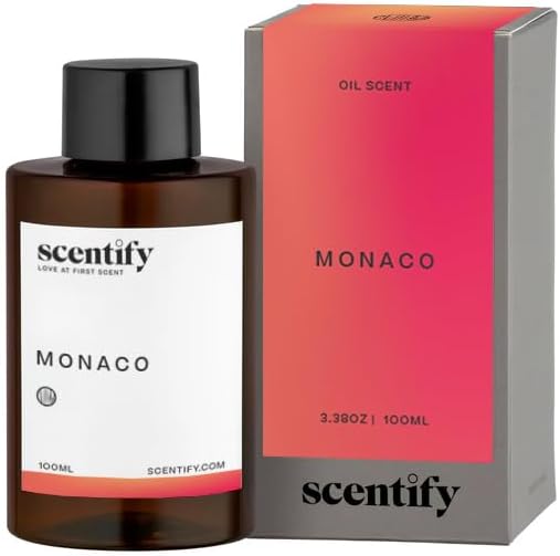 Scentify Monaco Aroma Oil Refill Scent for Oil Diffusers - Saffron, Jasmine, Amber, Cedar Scents - Luxurious Relaxing Aromatherapy Diffuser Fragrance 100ml, 3.38 oz