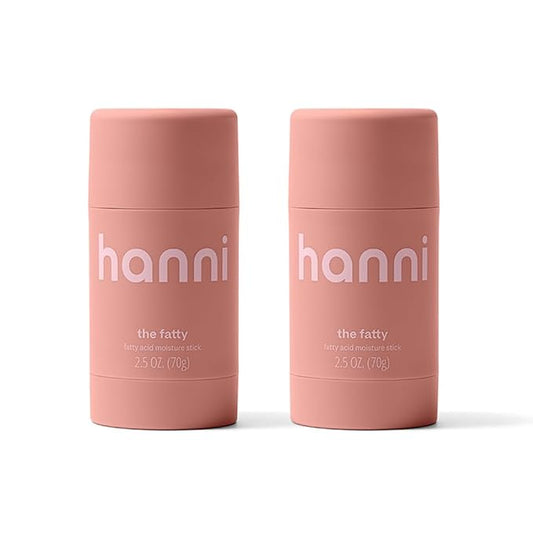 HANNI Fatty Body Moisturizer Stick with Fatty Acids, Travel Size Friendly Solid Lotion for Plumping and Hydration, Fragrance-Free and Safe for Sensitive Skin, 2.5 oz (Pack of 2)