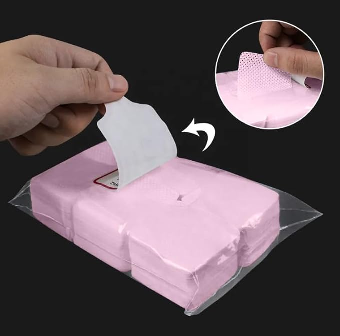 Eyelash Glue Wipes for Lash Extensions - 1080 PCS - Non-Woven Fabric Pads - Glue Wipes Lash Extensions -Adhesive Wipes - Lash Glue Cleaning Pads - Lint Free Nail Wipes (Pink)