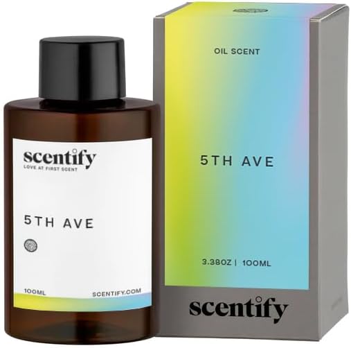 Scentify 5th Ave Aroma Oil Refill Scent for Oil Diffusers - Bergamot, Floral, Gardenia Scents - Luxurious Relaxing Aromatherapy Diffuser Fragrance 100ml, 3.38 oz