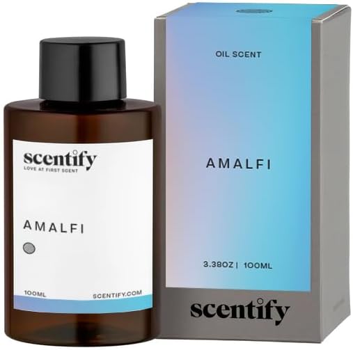 Scentify Amalfi Aroma Oil Refill Scent for Oil Diffusers - Lemon, Jasmine, Orchid, Amber, Musk Scents - Luxurious Relaxing Aromatherapy Diffuser Fragrance 100ml, 3.38 oz
