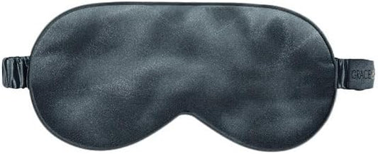 Grace & Company Silky Satin Eye Mask for Women - Premium Black Satin Silk Sleep Mask - Hydrating, Ultra Soft & Lightweight Vegan Sleeping Mask - Midnight