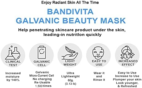 TheMogan Bandivita Facial Micro Galvanic Cell Silicon Mask Hydration 140% Absorption Skin Care Black