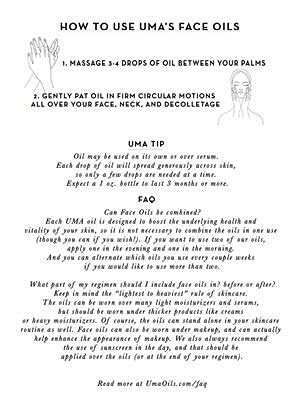 UMA Absolute Anti Aging Face Oil For Wrinkles & Dryness | 100% Natural, Non-toxic, and free from all synthetics | Daily Ayurvedic Moisturizer for youthful skin (1fl oz | 30ml)