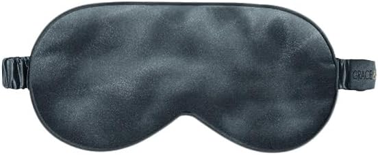 Grace & Company Silky Satin Eye Mask for Women - Premium Black Satin Silk Sleep Mask - Hydrating, Ultra Soft & Lightweight Vegan Sleeping Mask - Midnight