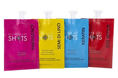 Shots – Intensive Shine Keratin Mask – Nourishing Collagen Hair Treatment with Biotin – Hydrating Deep Conditioner for Dry or Damaged Hair – Leave-In Protein Mask, 2x1 fl oz Packet