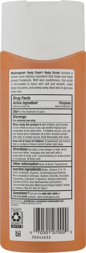 Neutrogena Body Clear Oil Free Acne Body Scrub with Salicylic Acid, Exfoliating Body Wash for Back, Chest, and Shoulders, 8.5 fl. oz (Pack of 2)