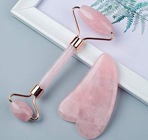 Jade Roller for Face –Rose Quartz Face Roller and Gua Sha Set for Skincare,Und #11