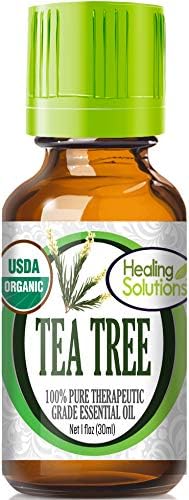 Healing Solutions Organic Tea Tree Essential Oil, 1 oz/10ml Undiluted Tea Tree Oil for Skin & Hair