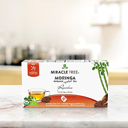 Miracle Tree - 3 Count of Organic Moringa Superfood Tea, 25 Individually Sealed Tea Bags, Rooibos (Keto, Detox, Energy/Immunity Booster, Vegan, Gluten-Free, Organic, Non-GMO, Caffeine-Free)