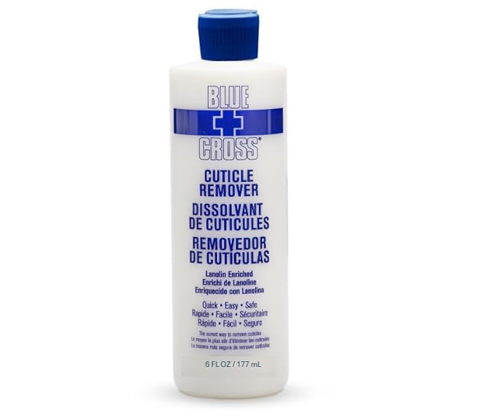 Blue Cross Cuticle Remover Liquid, Cuticle Softener for Nails, Professional Nail Care with Lanolin for Brittle Hang Nails, Hydrating, Moisturizing, Dry Cuticles, Made in USA, 6oz