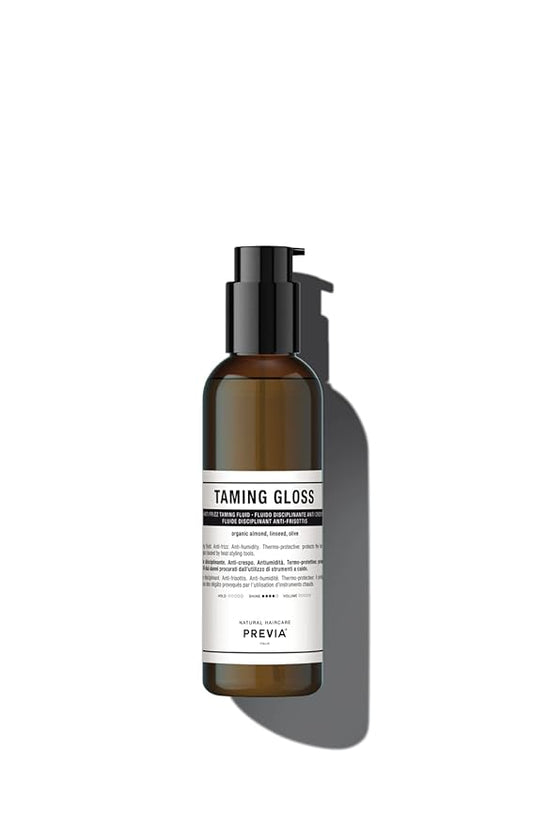 PREVIA Taming Gloss Anti-Frizz Hair Serum - Thermal Protection with Organic Almond Vegan - Moisturizing Formula for Smooth Shiny Hair – Heat Protectant Glossifying Serum for Frizzy Hair - 6.7 oz