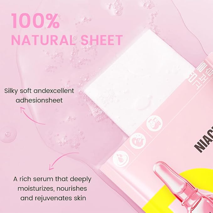 Niacinamide Face Masks Skincare,Nourish,Deep Moisturizing,Atural Skin Care Spa Face Mask,Hydrating Smoothing Face Masks for Women Men,for All Skin Types 6 Pack