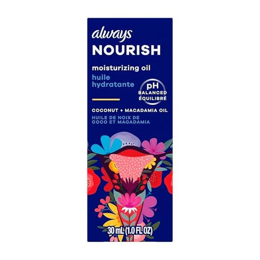 Always Nourish Moisturizing Oil for Intimate Skin, Helps Nourish Dry, Irritated Intimate Skin, Fragrance-Free, 30 mL