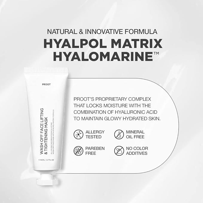 Skin Tightening All-In-One Wash Off Face Lifting Mask with Hyalpol Matrix Age-Defying Formula | Tube-Type, Long-Lasting Mask | Natural, Cruelty-free, Travel Friendly