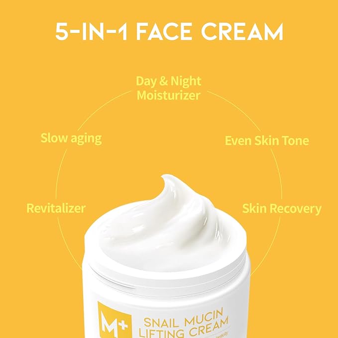 Snail Mucin Moisturizer Cream For Face, Lifting & Deep Hydrating Ceam For Face And Neck, Anti Aging, Smoothing, Korean Skincare For Glass Skin (3.38 Fl Oz)