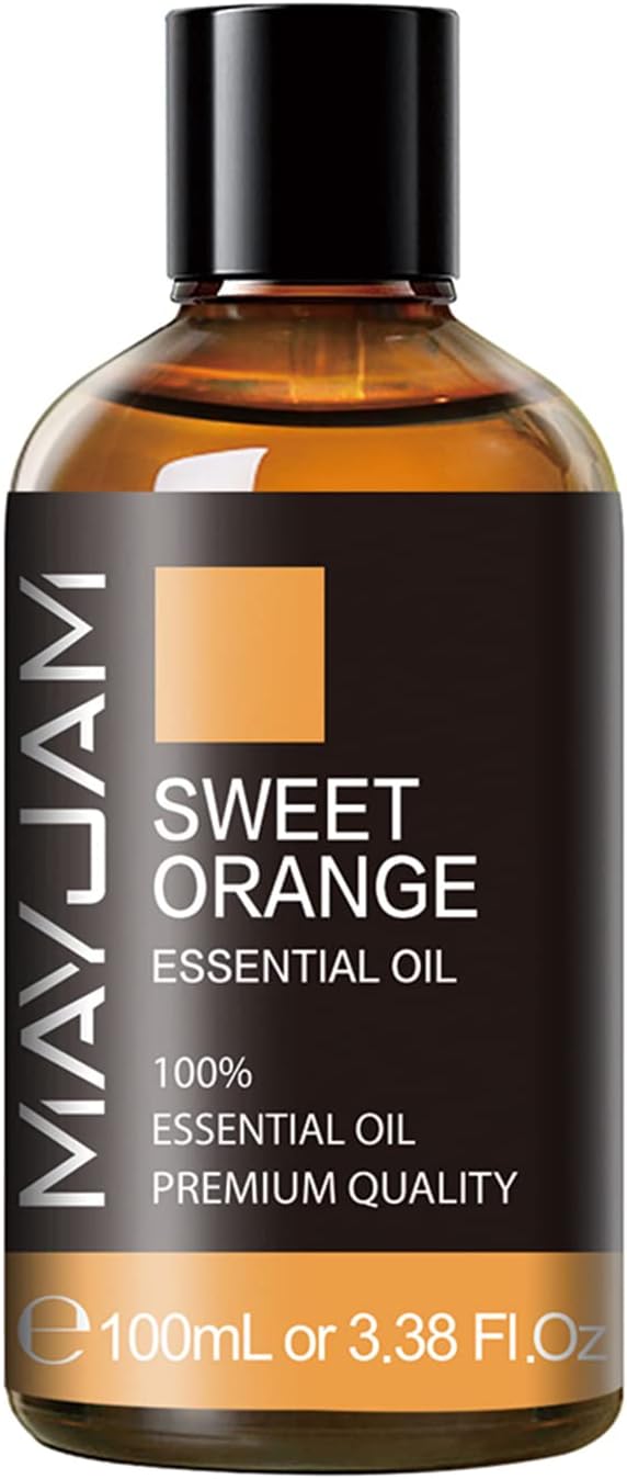 Sweet Orange Essential Oil, MAYJAM 100ml Premium Quality Sweet Orange Oil with Glass Dropper, Huge 3.38fl. oz, Perfect for Aromatherapy and Relaxation