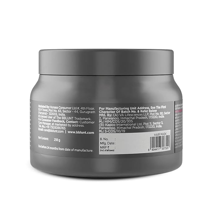 Intense Shine Hair Mask | with Rice & Silk Protein for Soft & Shiny Hair | Natural Deep Conditioning Masque for Damage & Frizz Control | 8.82 Oz/250g