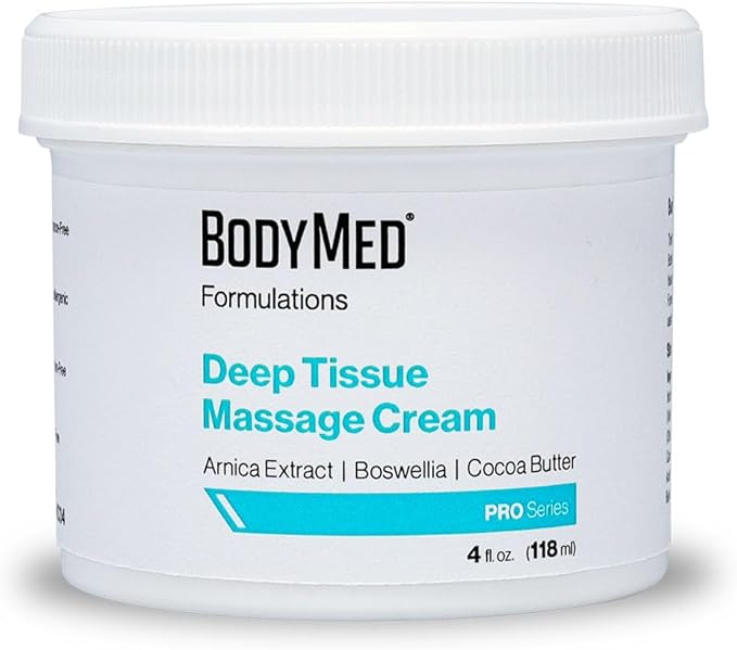 BodyMed Formulations Deep Tissue Massage Cream, 4 oz. – Fragrance-Free, All-Natural Lotion for Massage Therapy – Leaping Bunny Certified – with Arnica Extract & Jojoba – Non-Staining, & Paraben Free