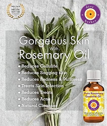 Deve Herbes Pure Rosemary Essential Oil (Rosmarinus officinalis) Steam Distilled 30ml (1 oz)