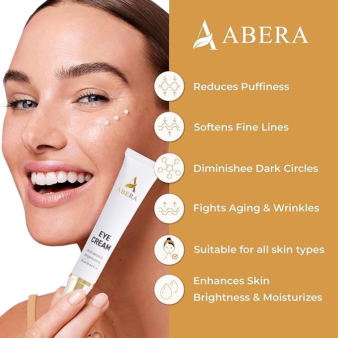 ABERA Natural Repair Eye Cream, Minimizes Under Eye Bags & Puffiness, Reduce Wrinkles, Fine Lines and Dark Circles, 0.5 fl oz