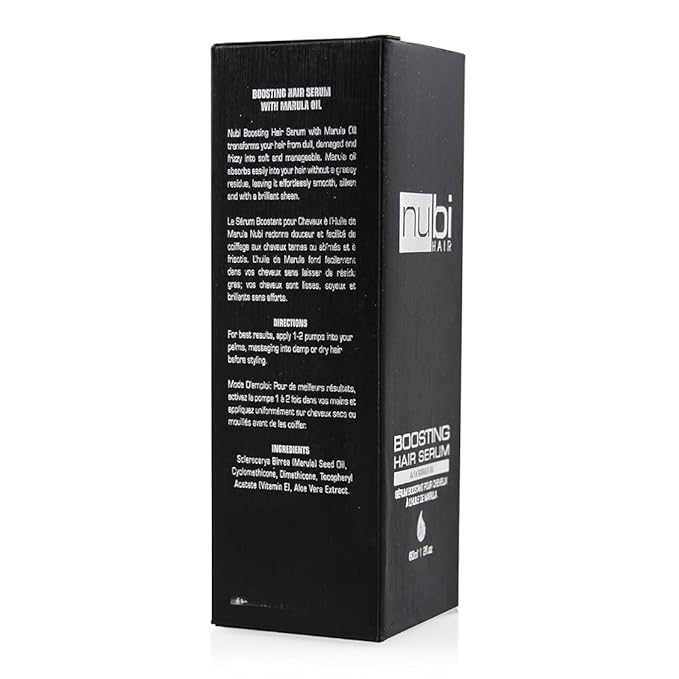 Nubi Serum for Damaged Hair, Marula Repair Serum with Aloe, Vitamin E, Hydrates and Smooths Hair, Frizz Control Product for Women and Men, 2 Fl. Oz. / 60 Ml., 1 Count