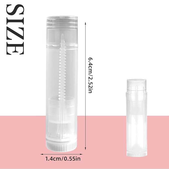 100 Sets Empty Lip Balm Tubes Bulk Round with Caps for DIY Lipstick Homemade, 3/16 OZ (5.5 ML), Clear, BPA Free, 100 Tubes and Caps