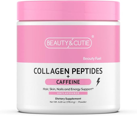 Collagen Peptides with Caffeine 200 mg, Powder, Grass Fed, for Hair, Skin, Nails and Energy Support, Gluten Free, Unflavored, 6.01 oz