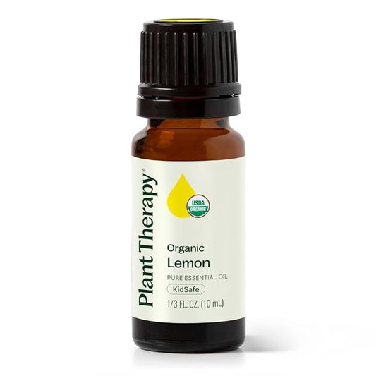 Plant Therapy Organic Lemon Essential Oil 100% Pure, USDA Certified Organic, Undiluted, Natural Aromatherapy, Therapeutic Grade 10 mL (1/3 oz)