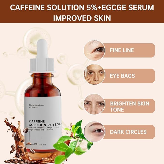 Caffeine Solution 5% + EGCG Eye Serum for Skin Care Caffeine Eye Hyaluronic Acid Reducing Puffiness and Dark Circles, Niacinamide Under Serum, Under Bags and Wrinkles 30ml