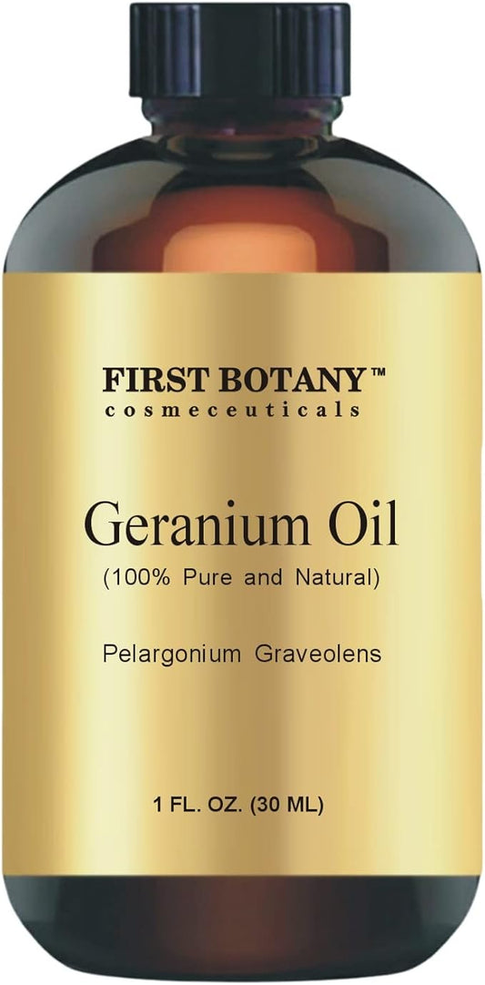 First Botany, 100% Pure Geranium Essential Oil - Premium Geranium Oil for Aromatherapy, Massage, Topical & Household Uses - 1 fl oz (Geranium)