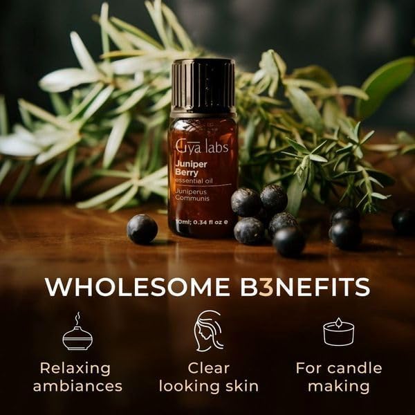 Gya Labs Juniper Berry Essential Oil for Diffuser - 0.34 Fl Oz - 100% Pure Natural Juniper Essential Oil for Skin & Candle Making - Fresh Woodsy & Fruity Scent