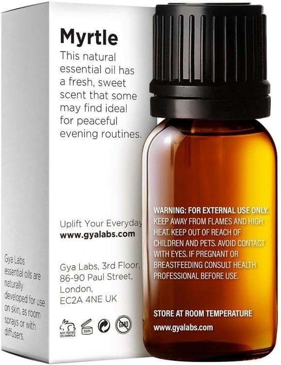 Gya Labs Myrtle Essential Oil for Diffuser - 0.34 Fl Oz - 100% Pure Natural Myrtle Oil for Skin, Hair, Aromatherapy & Candles Making - Fresh Sweet & Camphorous Scent