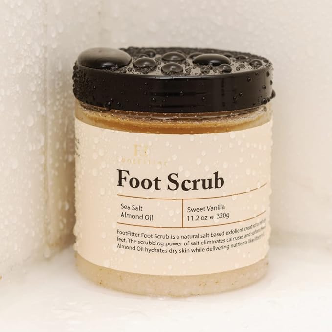 FootFitter Foot Scrub – Exfoliating Natural Sea Salt Based Feet & Dry Skin Scrub – Sweet Vanilla (11.2 oz.)