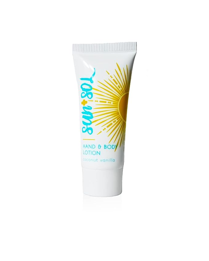 Sun + Sol Bulk Luxurious Hand & Body Lotion With Warm Coconut & Vanilla Fragrances, Travel Size Toiletries, Mini Hotel Amenities, 0.7 oz, 300 Count