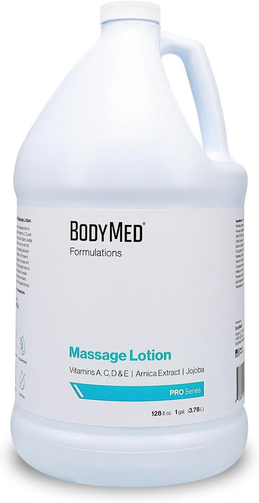 BodyMed Formulations Massage Lotion, 1 gal. – Fragrance-Free, All-Natural Lotion for Massage Therapy – Leaping Bunny Certified – with Arnica Extract & Jojoba – Non-Staining, & Paraben Free