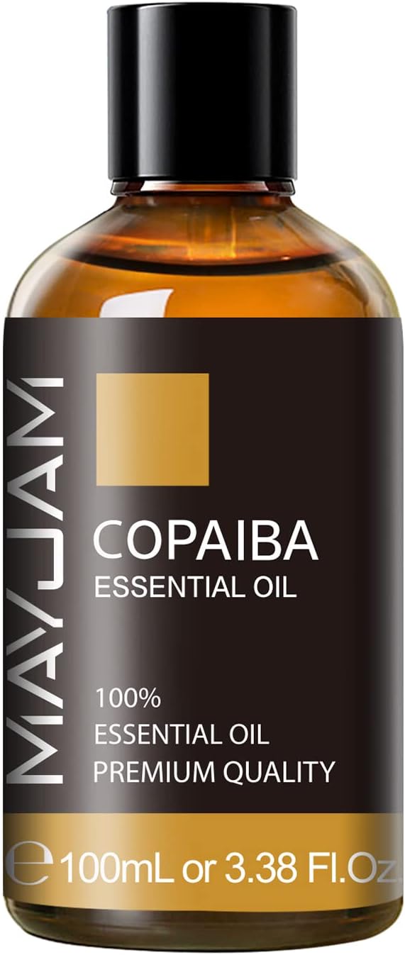 Copaiba Essential Oil, MAYJAM Pure Essential Oils for Diffusers, 3.38FL.OZ/100ML Large Volume Copaiba Oil with Premium Glass Dropper