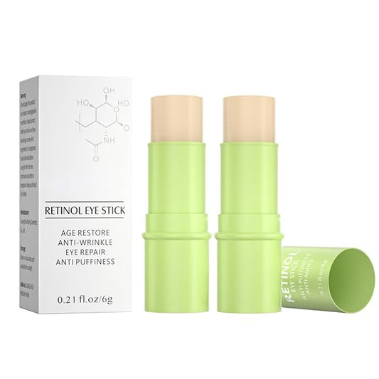 2 Pcs Retinol Eye Cream Stick，Moisturizing Eye Cream Stick for Fine Lines, Wrinkles, Dark Circles and Puffy Eyes，Eye Treatment Cream，0.21 FL OZ Each