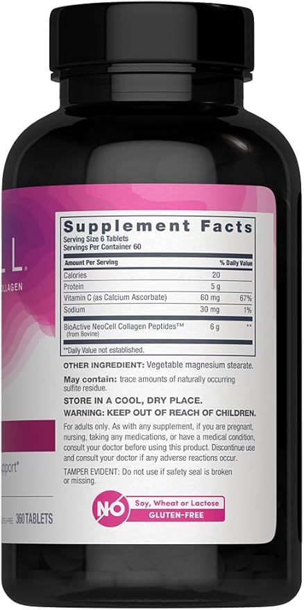 NeoCell Super Collagen Plus Vitamin C, Skin, Hair and Nails Supplement, Includes Antioxidants, Tablet, 360 Count, 1 Bottle
