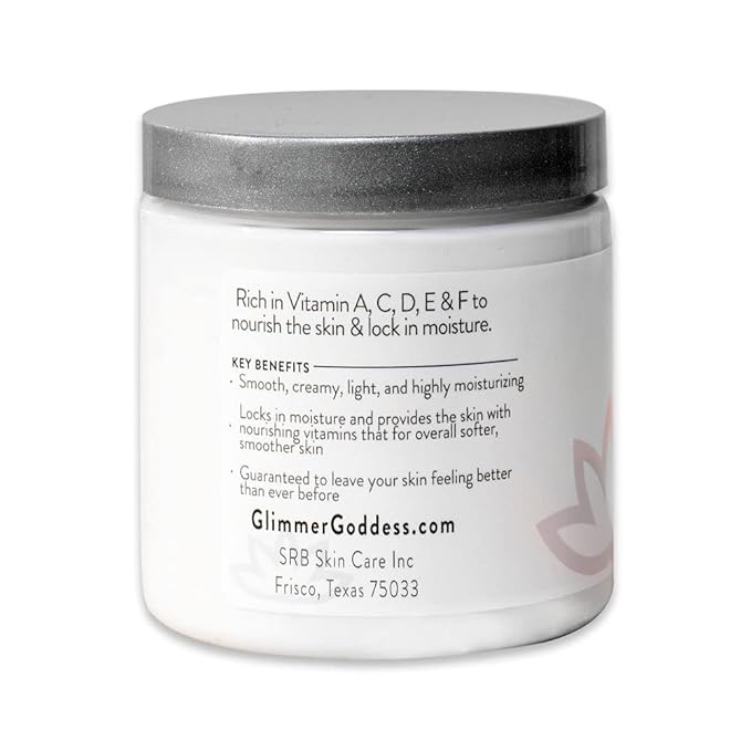 GLIMMER GODDESS Organic Whipped Body Butter- Rosemary Mint, Vegan, 24 Hr Hydration, Less Stretch Marks, All Skin Types, Child-Safe, Organic, 8 oz