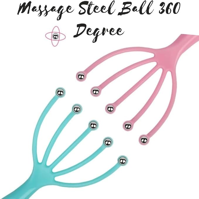 8 Pcs Scalp Massager Portable Handheld Spa Head Massager for Deep Relaxation and Stress Reduction Manual Head Massage Tool for Office Home Christmas Gift (Pink, Blue)